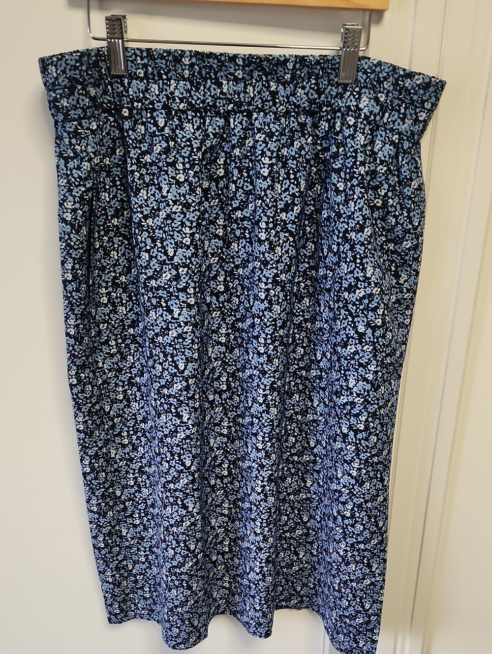 J. Crew Blue Floral Midi Skirt With Pockets!